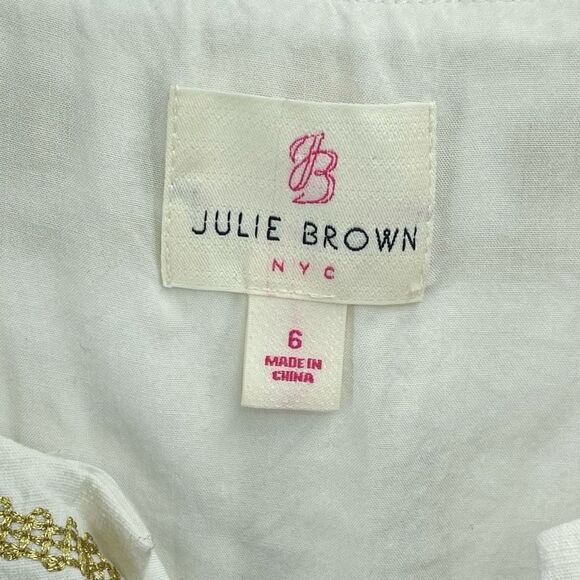 JB By Julie Brown Womens Embroidered tunic Dress Sleeveless Lined Cream Gold 6 - Picture 8 of 12